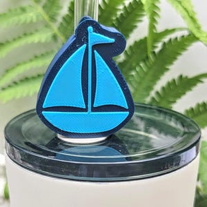 Sailboat Straw Topper | 3D Printed Straw Toppers | PLA | Holiday and Seasonal Drink Accessories | Cute Reusable Cup Decor | Stanley Cup