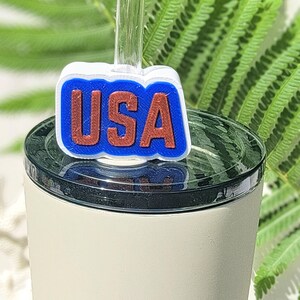 USA Straw Topper | 3D Printed Straw Toppers | PLA | Holiday and Seasonal Drink Accessories | Cute Reusable Cup Decor | Stanley Cup