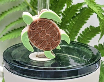 Turtle Straw Topper | 3D Printed Straw Toppers | PLA | Holiday and Seasonal Drink Accessories | Cute Reusable Cup Decor | Stanley Cup