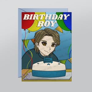 Birthday Boy PRINTABLE digital anime birthday card for boys