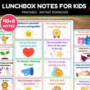 Lunch Box Notes for Kids, Encouraging Lunchbox Notes, Lunch Box Cards, Kids Lunchbox Notes, Printable Lunch Notes, Positive Notes for Kids