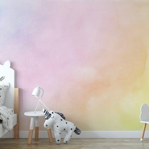 Pastel Rainbow Watercolor Wallpaper - Peel and Stick Wallpaper - Home Decor Wallpaper - WW2044