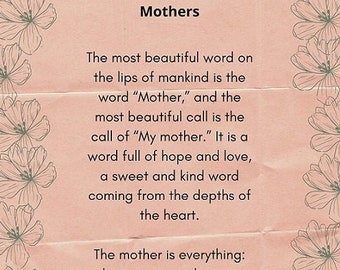 Mothers A4 poster and card