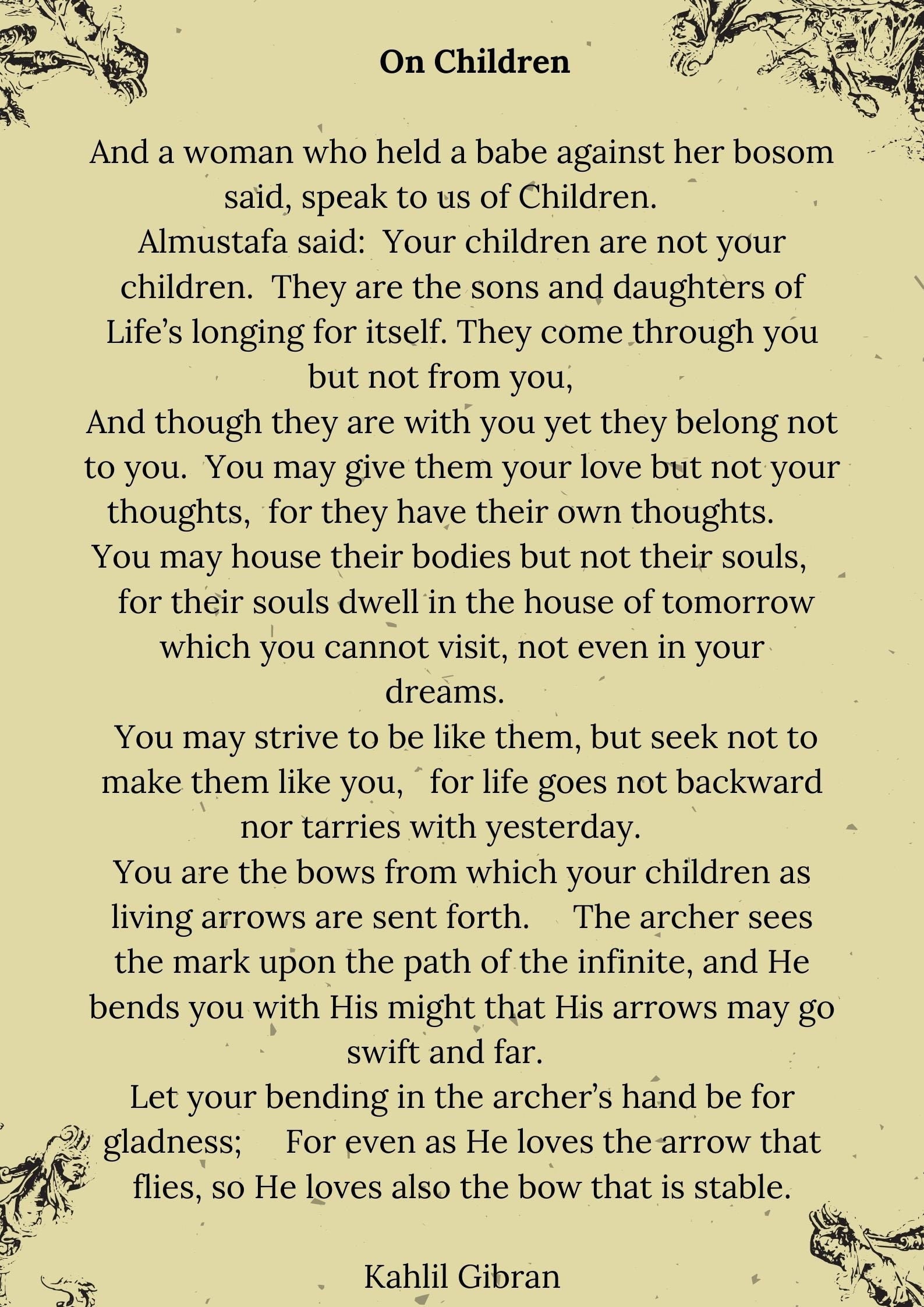 Khalil Gibran Quotes On Children