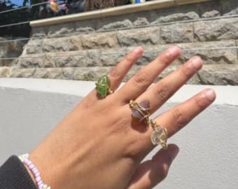 Handmade rings sea glass wire wrapped