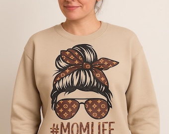 Mom Life Graphic Tee | Messy Bun & Sonnenbrillen Mom Shirt