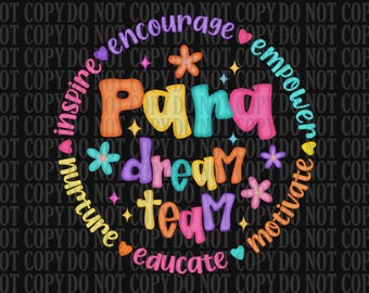 Para Dream Team PNG, Preppy lärarpresent (digital nedladdning)