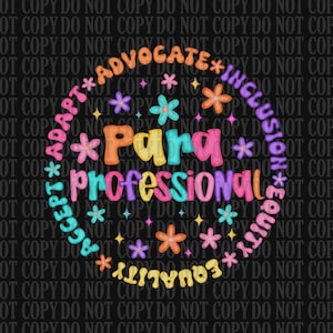 Preppy Paraprofessional PNG: Teacher Appreciation Floral Design (Digital Download