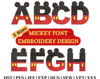 Mickey Mouse Alphabet Embroidery Designs: 4x4 Hoop, 2 Font Sizes (Instant Download)