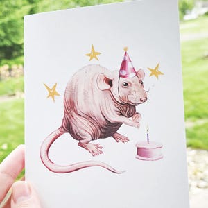 Carte de voeux Célébration d'anniversaire de rat sans poil