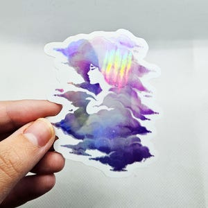 Lady in the Clouds Holographischer Sticker