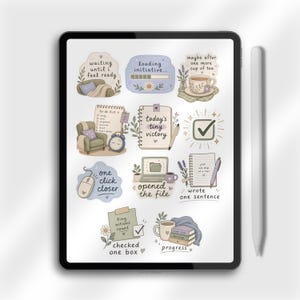 Digital PNG ADHD stickers for GoodNotes, Notability, and digital planning apps.