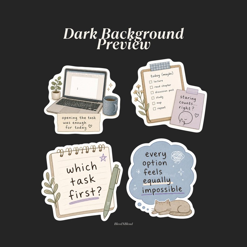Digitala klistermärken för exekutiv dysfunktion med ADHD | GoodNotes Planner Stickers | Neurodivergenta produktivitetsklistermärken | Klistermärkespaket för mental hälsa bild 9