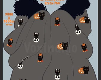 Blanket With Fur PNG Vtuber Asset for streaming (Black Cats) Halloween