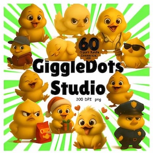 3D Baby Chick Clipart Bundle Cute Character Poses PNG | Cartoon Bird Clip Art | Transparent Background | Easter & Farm Animal Art