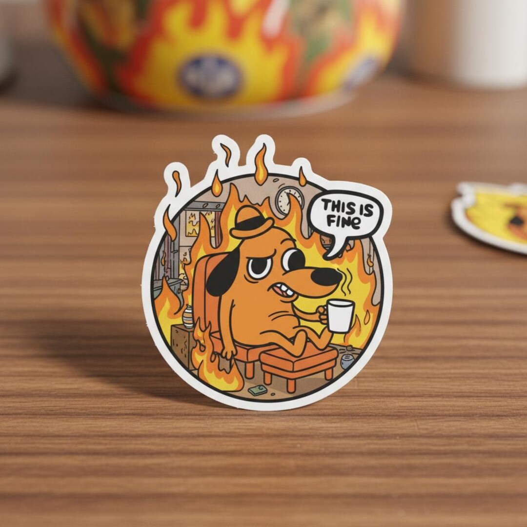 This is Fine Meme Sticker, Funny Waterproof Stickers, Vinyl Stickers ...