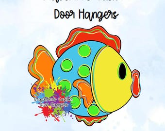 TEMPLATE: Fish Door Hanger- Summer Template- DIYTemplate - Door Decor Template - Paint Yourself Template - Fish- Outdoor Door Hangers- Ocean