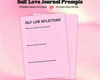 Printable Self Love Journal Prompts | Self Care Worksheet Digital Download