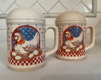 Vintage Hen Salt and Pepper Shakers 1980s Country Farmhouse Kitchen Decor