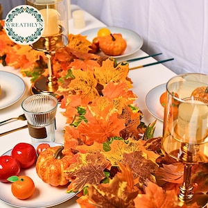 Ahornblätter-Girlande, Tischläufer, natürliches Rebendekor, Halloween, Thanksgiving, ganzjähriges Herzstück, künstliche Blätter, Wohnkultur, Hochzeit