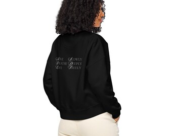 Ekologisk rundhalsad tröja med mantramotiv för dam, "Move Breathe Love"