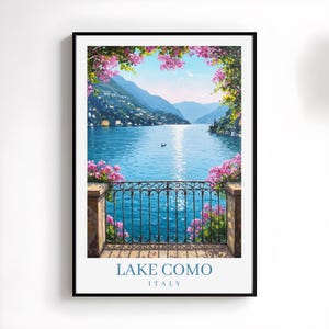 Lake Como Italy Travel Print Wall Art Italy Vibrant Oil Painting Lake Como Travel Poster Home Decor Gifts for Her