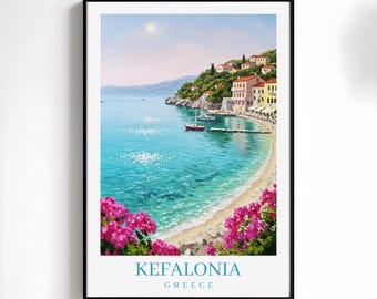Kefalonia Greece Travel Print Wall Art Greece Vibrant Oil Painting Kefalonia Travel Poster Home Decor Gifts for Her