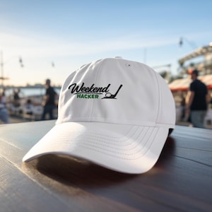 Gorra de golf Weekend Hacker, 100 % algodón, desestructurada, bordada, regalo divertido