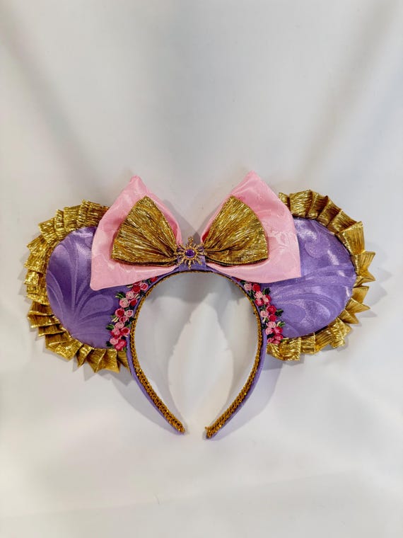 Disney Rapunzel-Inspired Purple and Gold Minnie Ears Headband Rapunzel Inspired Minnie Mouse Ears With Crown, Sequins Mini  main image 3