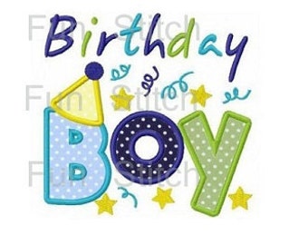 birthday boy applique machine embroidery design digital pattern instant download