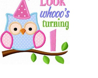 owl birthday numbers look whooo's turning applique machine embroidery design set of 9 numbers