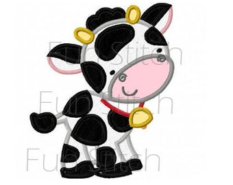 Farm cow applique machine embroidery design