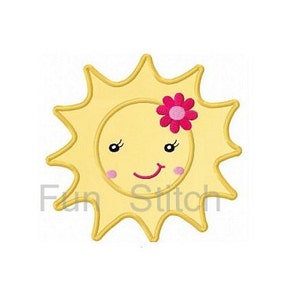 Sunshine stoffen zomerzon machine borduurwerk digitale ontwerppatroon instant download