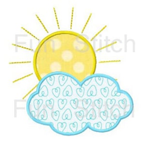 Machineborduurontwerp zonnewolk appliqué
