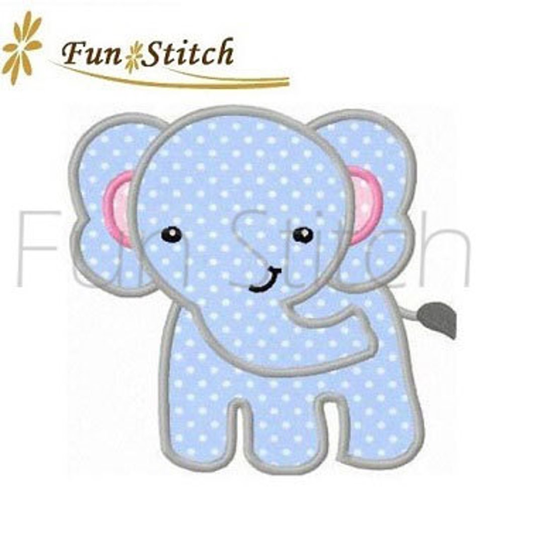 Elephant Applique Machine Embroidery Design Etsy