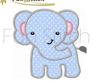 Elephant applique machine embroidery design