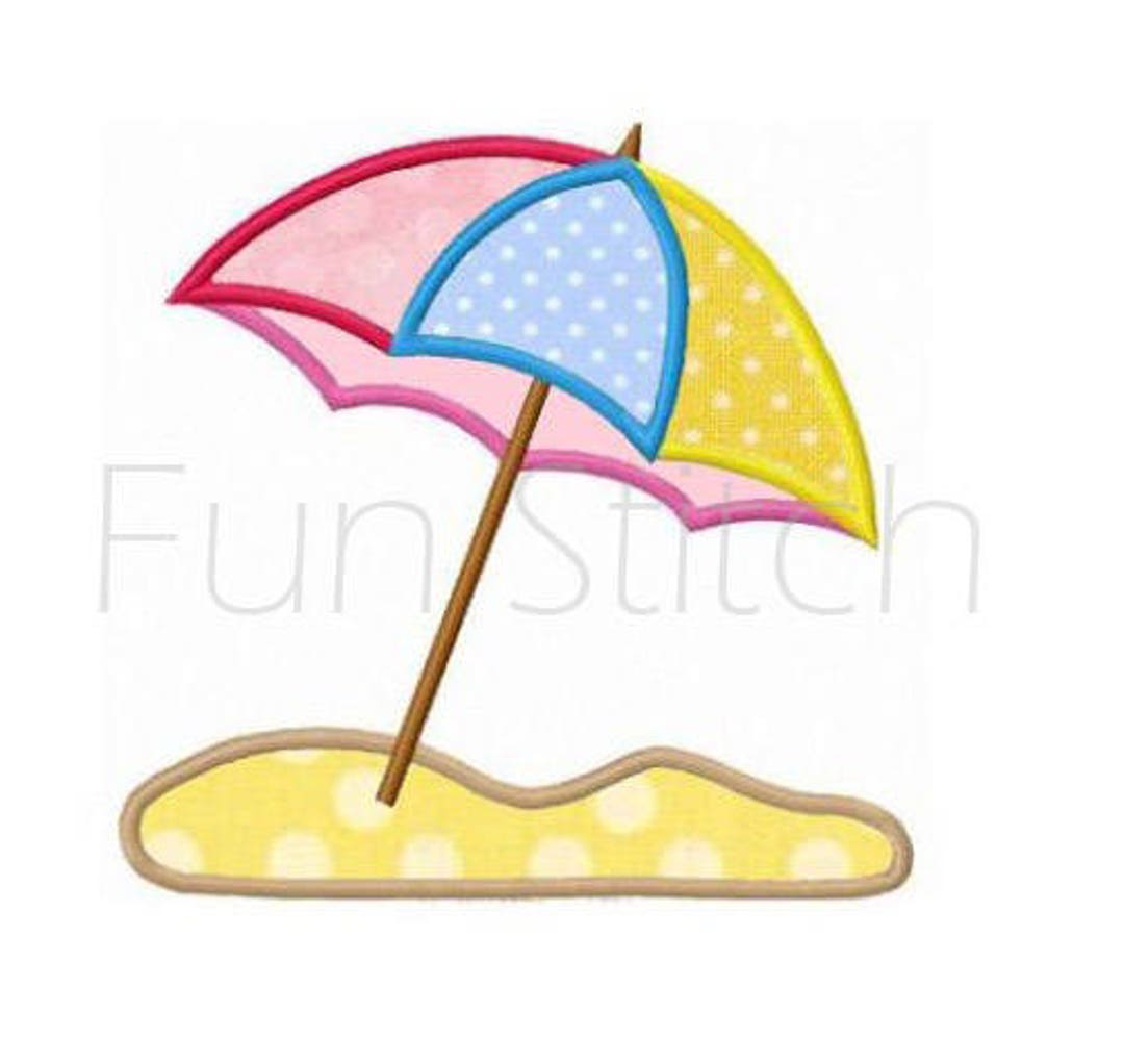 Summer Beach Umbrella Applique Machine Embroidery Design Etsy