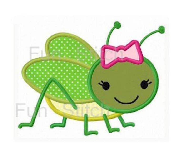 Girl grasshopper applique machine jessecmault design instant  etsy