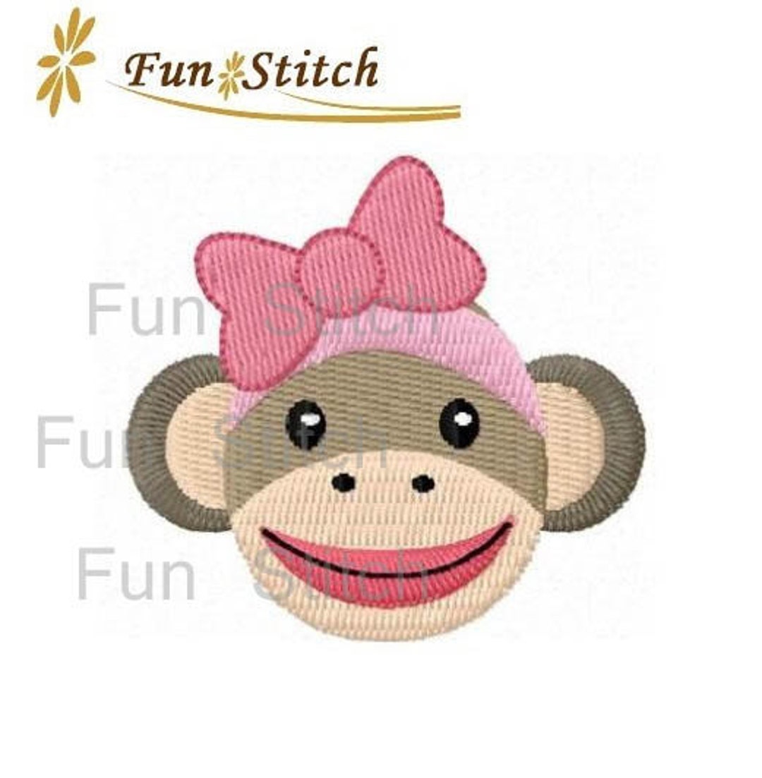 Sock Monkey Girl Machine Embroidery Design Etsy