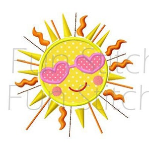 zon withi zonnebril stoffen zonneschijn machine borduurwerk ontwerp digitaal patroon direct downloaden