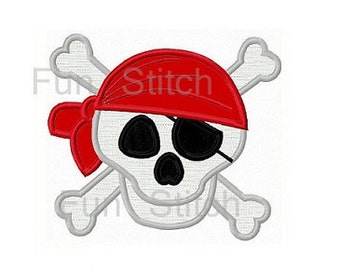 Pirate skull applique machine embroidery design