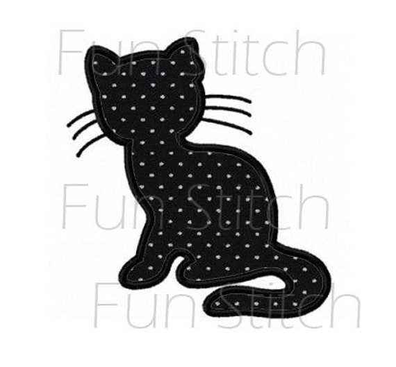 Modele De Conception De Broderie Chat Contour Applique Machine Etsy
