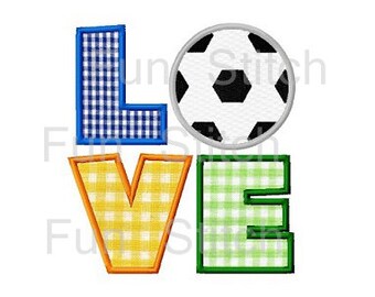 soccer love applique machine embroidery design