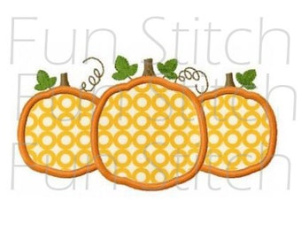 Pumpkin trio applique machine embroidery design