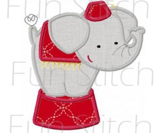 circus elephant applique machine embroidery design digital pattern instant download