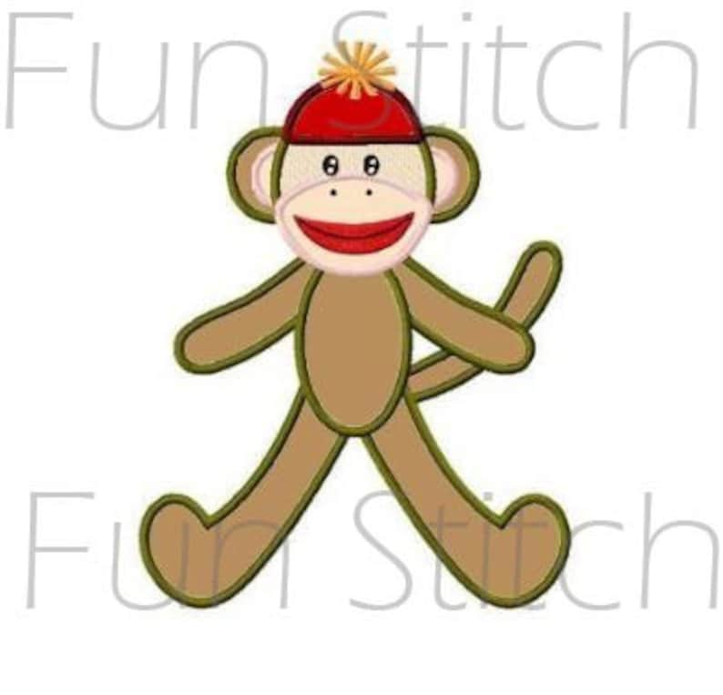 Sock Monkey Applique Machine Embroidery Design Etsy