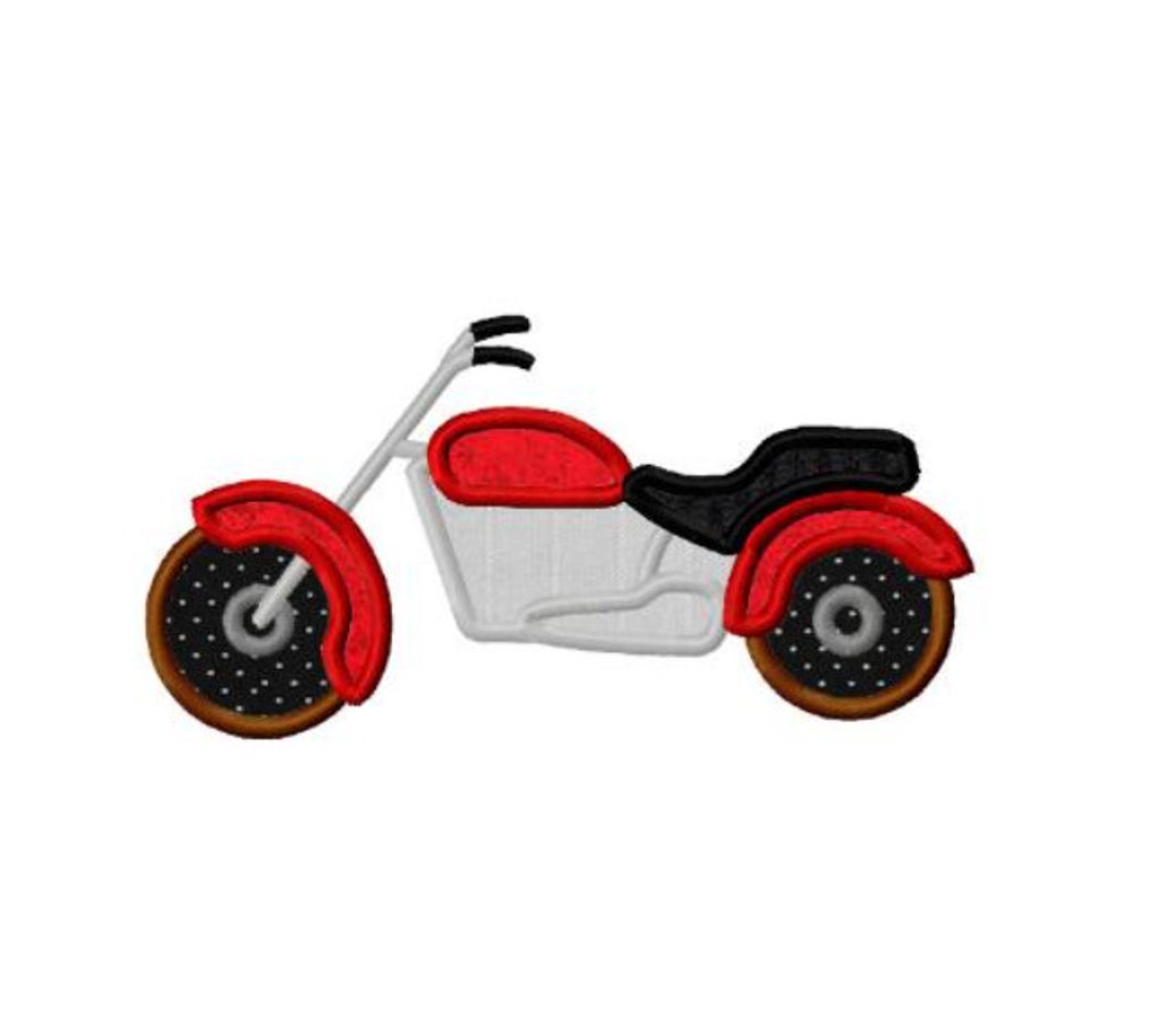Motorcycle Applique Machine Embroidery Design Etsy