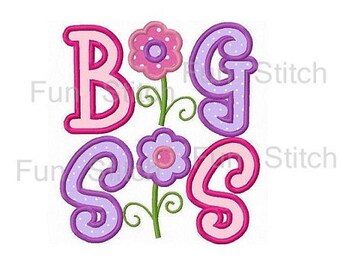 big sister sis applique machine embroidery design