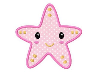 Diseño de bordado a máquina con apliques de estrellas de mar