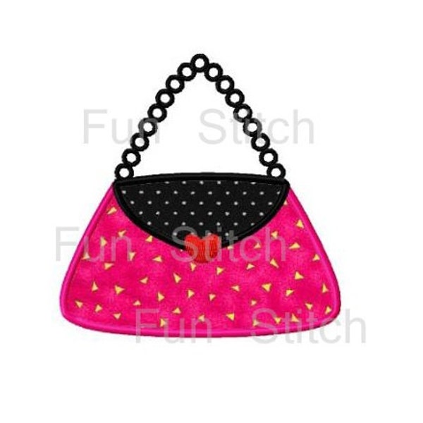 Fashion purse handbag applique machine embroidery design